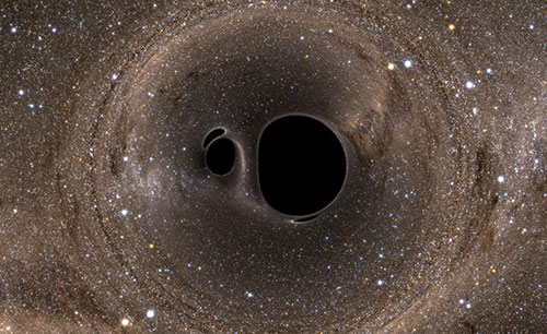 图像描述：模拟银河系前面的两个合并黑洞。科学家说，9月14日的事件非常激烈，以至于在碰撞黑洞相互吞咽之前的那一刻，它们发出的能量比宇宙的其他组合更多。图片来源：模拟极限（SXS）项目